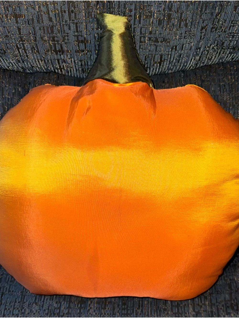 Orange Sequin Pumpkin Holiday Pillow - Happy Halloween 18” x 18”